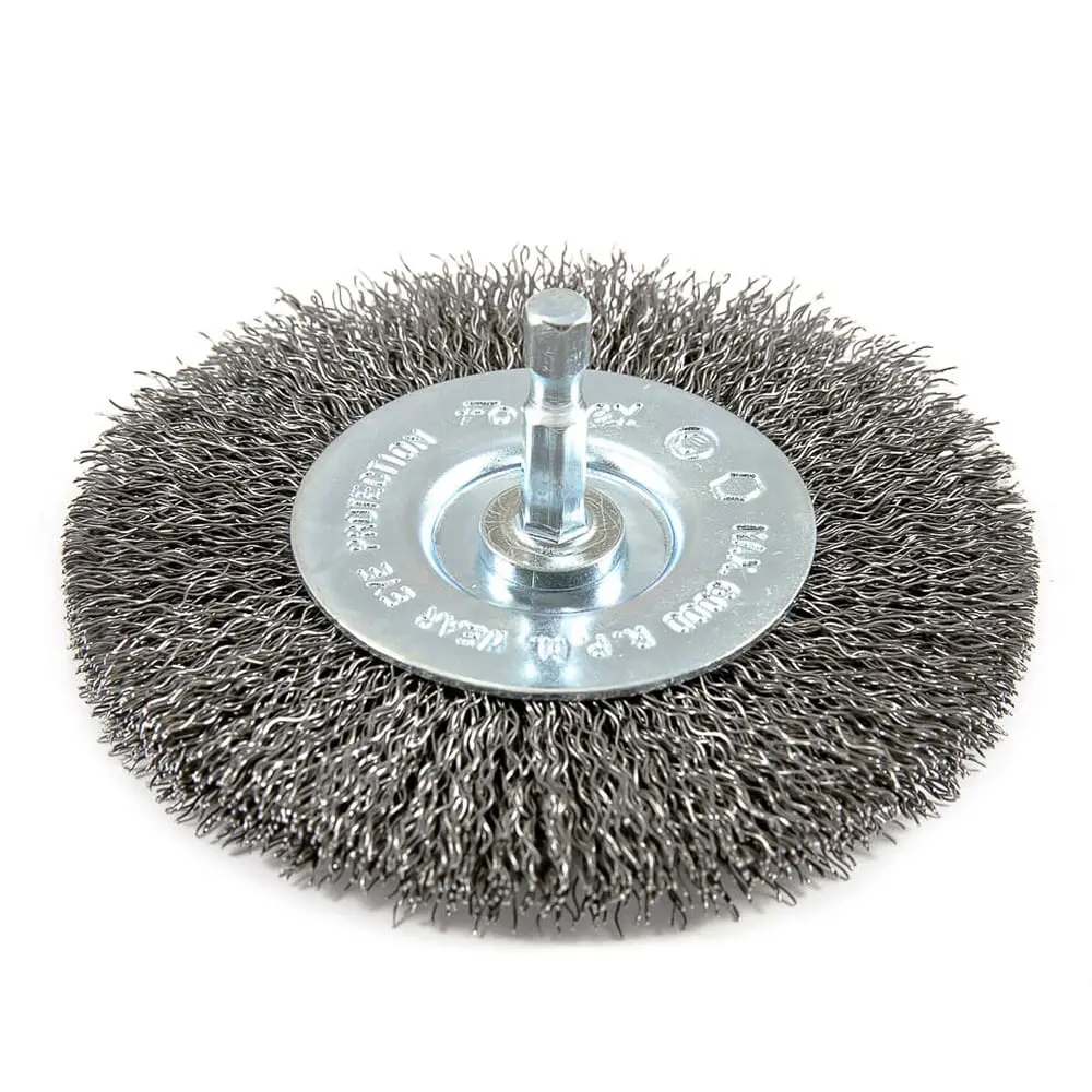 Wire Wheel, Crimped, 4 In X .012 In X 1/4 In Hex Shank 1