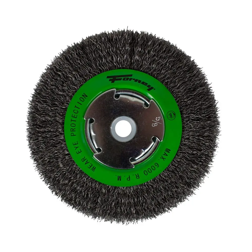 Wire Wheel, Crimped, 6 In X .014 In, Precision Face, X 1/2 In - 5/8 In Arbor 1