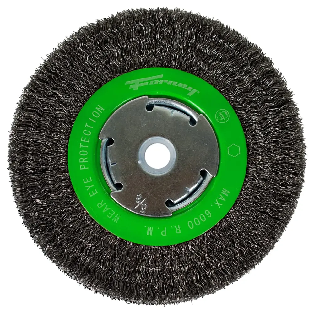 Wire Wheel, Crimped, 6 In X .014 In, High-Density Face, 1/2 In - 5/8 In Arbor 1
