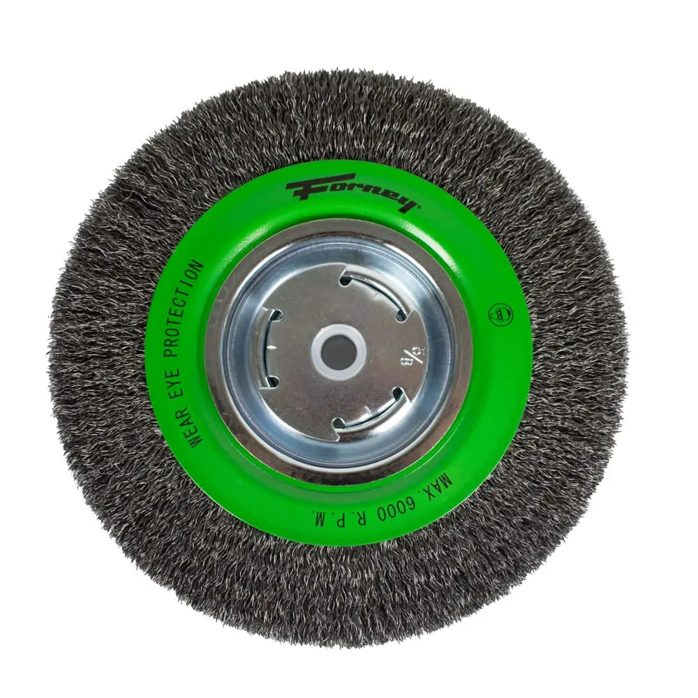Wire Wheel, Crimped, 8 In X .014 In X 1/2 In - 5/8 In Arbor 1