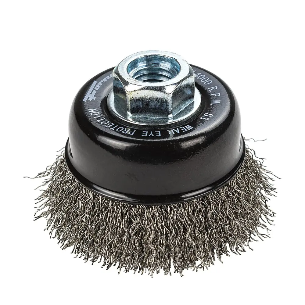 Command Pro Cup Brush, Crimped, Stainless Steel, 2-3/4 In X .014 In X 5/8 In-11 1