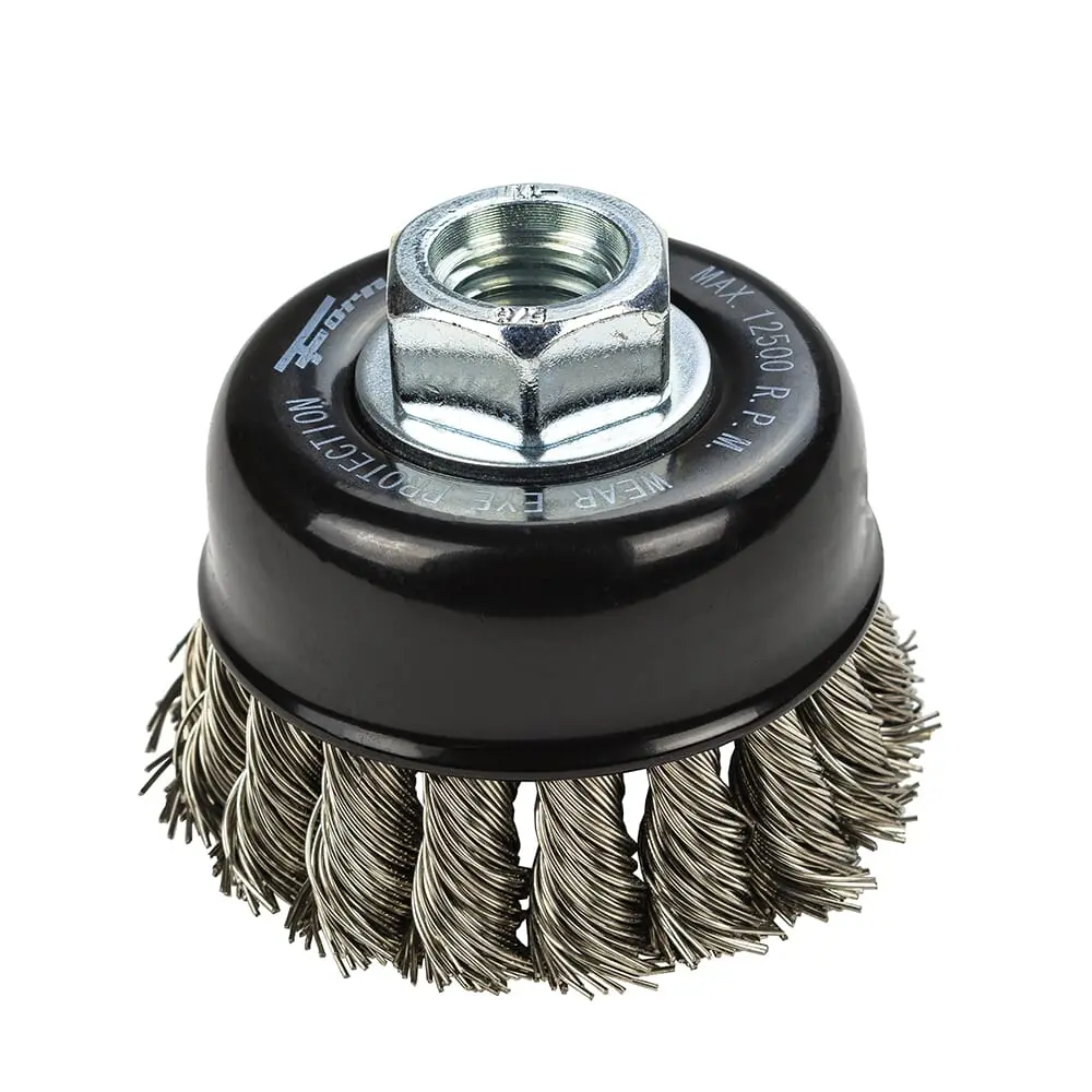 Command Pro Cup Brush, Knotted, Stainless Steel, 2-3/4 In X .020 In X 5/8 In-11 1