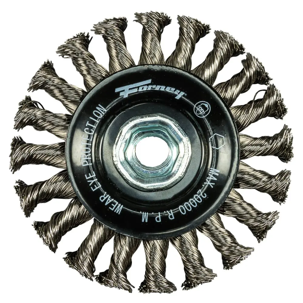 Command Pro Wire Wheel, Knotted, Stainless Steel, 4 In X .020 In X 5/8 In-11 1
