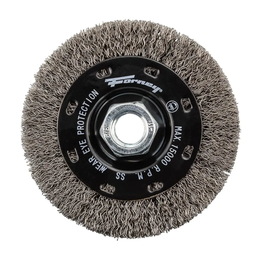Command Pro Wire Wheel, Crimped, Stainless Steel, 4 In X .014 In X 5/8 In-11 1