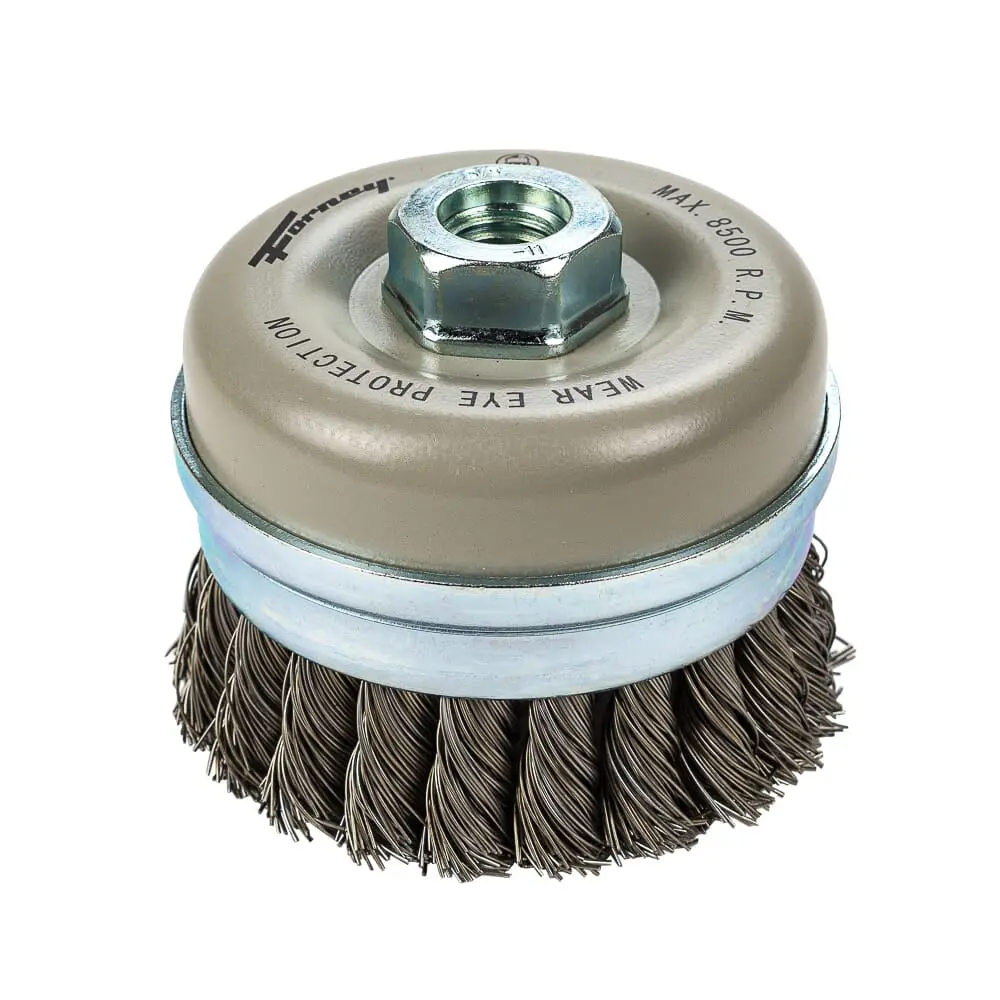 Command Pro Cup Brush, Knotted With Bridle, 4 In X .020 In X 5/8 In-11 1