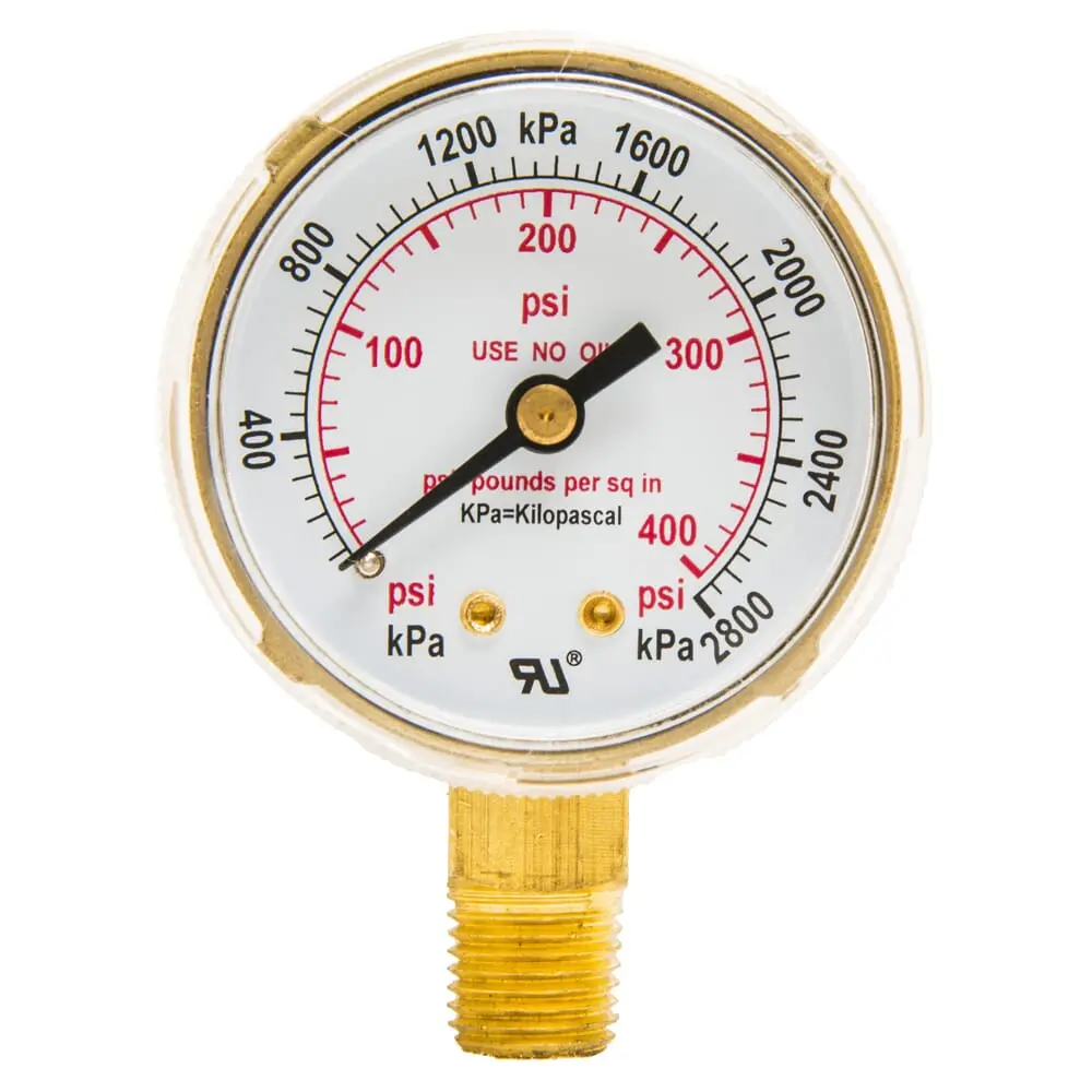 Regulator Gauge, 2 In, 0-400 Psi 1