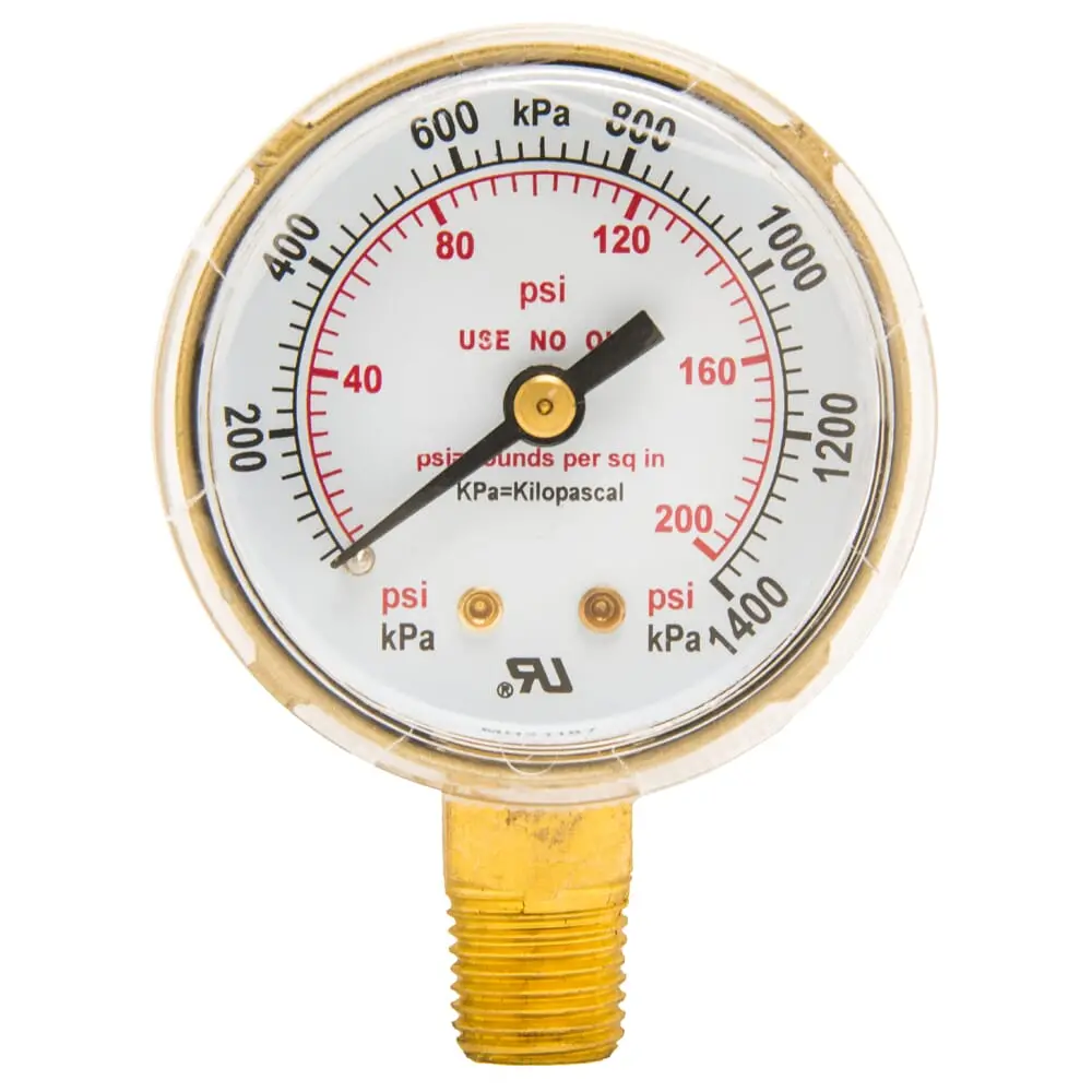 Regulator Gauge, 2 In, 0-200 Psi 1
