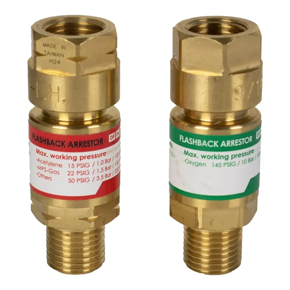 2-Pack Oxy-Fuel Gas Flashback Arrestors (Torch-To-Hose) 1