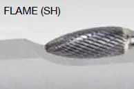 Walter 01V029 Tungsten Carbide Flame Burr, 1/4" Shank Dia., 5/16" Dia. X 3/4" Length, Sh-2 (1 Burr) 1
