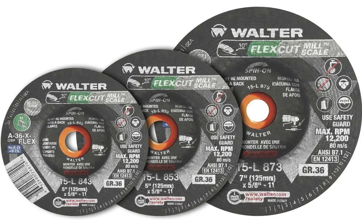 Walter 15L843 4.5" 36 Grit Spin-On Flexcut Mill Scale Wheel 1