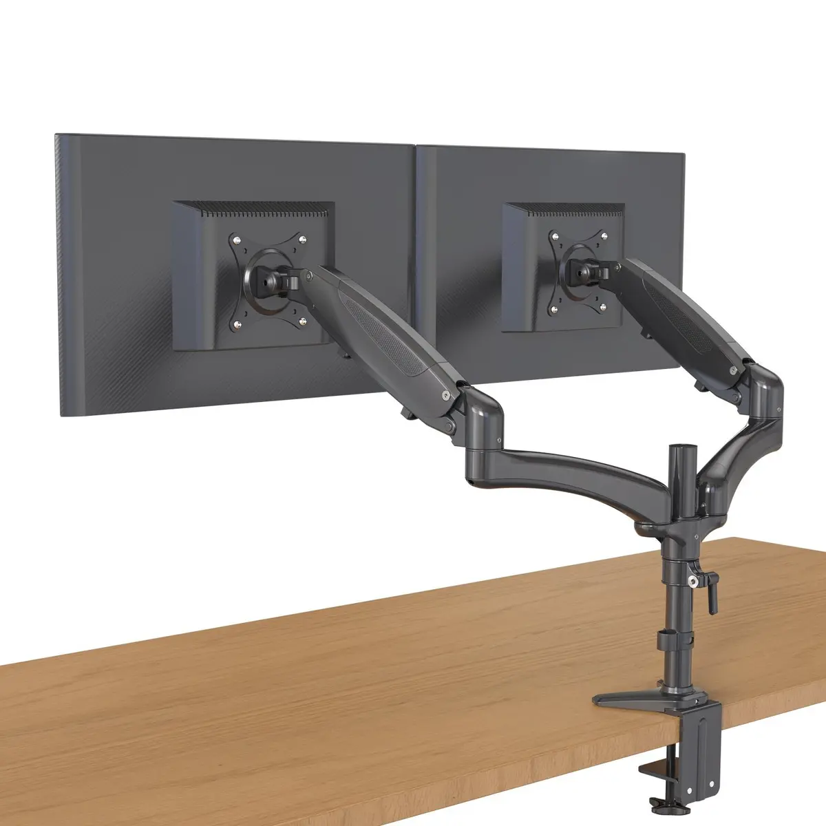 Dual Gas Spring Fully Adjustable Monitor Arm Mount Stand, For Two 15"-32" Monitors, Full Motion Swivel Tilt Rotation Monitor Arm, Black (2Msgb-V) 1