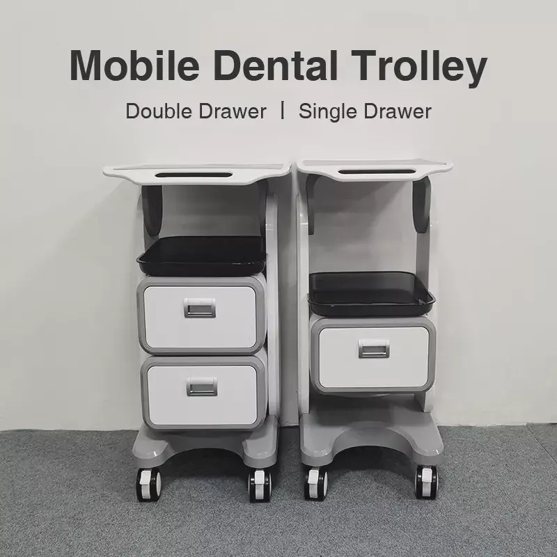 High Quality Mobile Medical Dental Trolley Cart With Two Or One Drawer 1