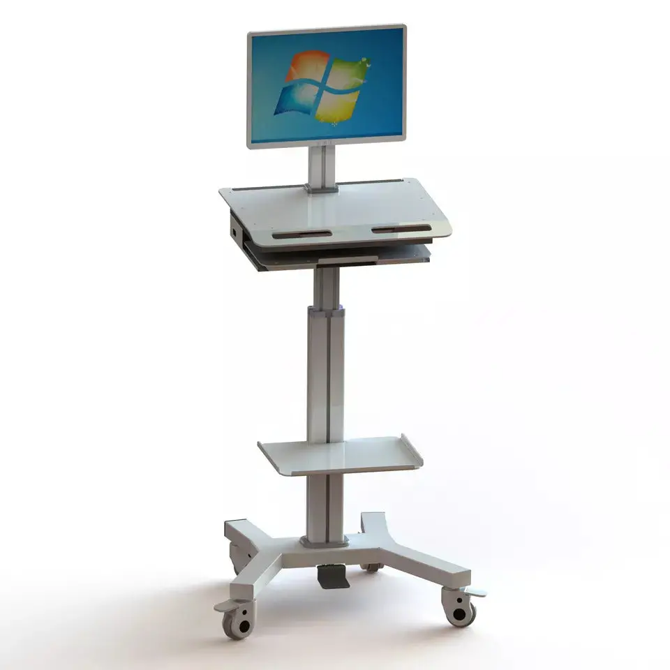 All In One Workstation Height Adjustable Mobile Medical Computer Trolley 1