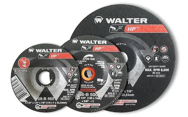Walter 08B410 4" X 1/4" X 3/8" Hp Type-27 Grinding Wheel 1