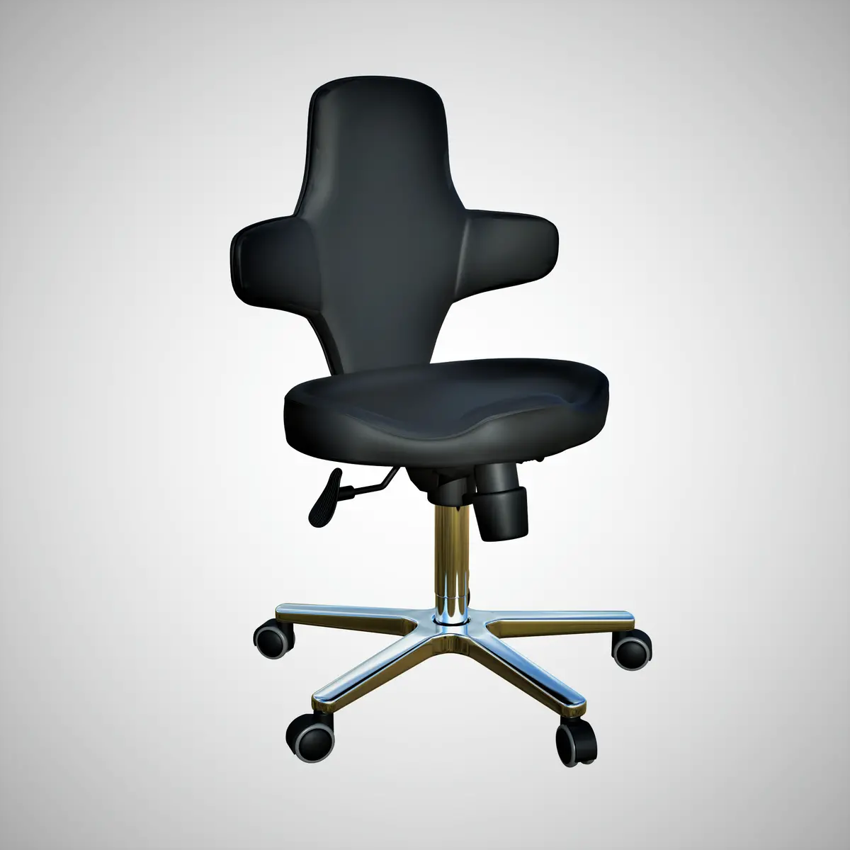 Ergonomic Multi-Purpose Adjustable Sit Stand Office Chair With Tilting Back Rest And Wheels, Black 1