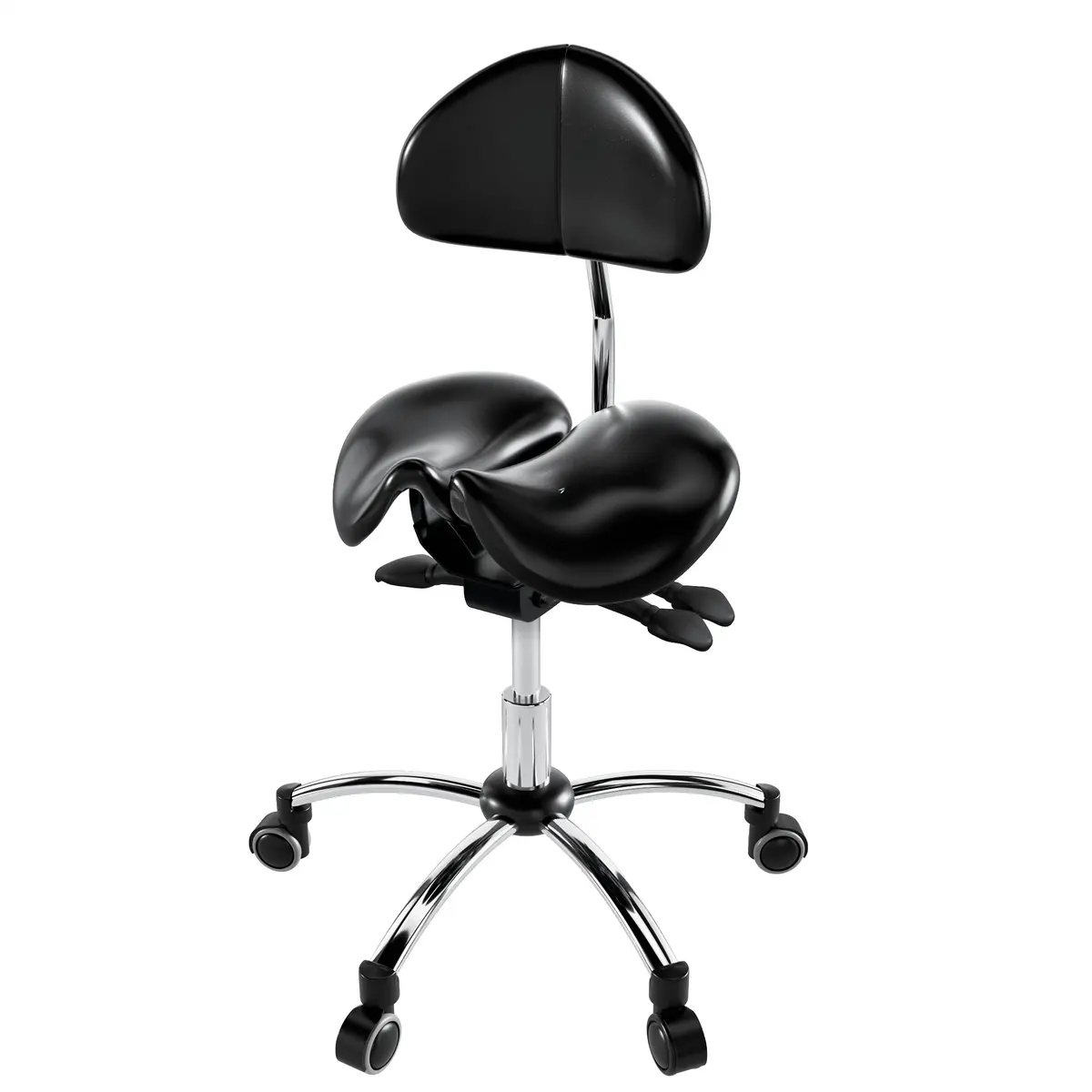 Ergonomic Adjustable Rolling Active Chair With Back Rest Support, Saddle Seat And Angle Adjustment, Black (R400) 1