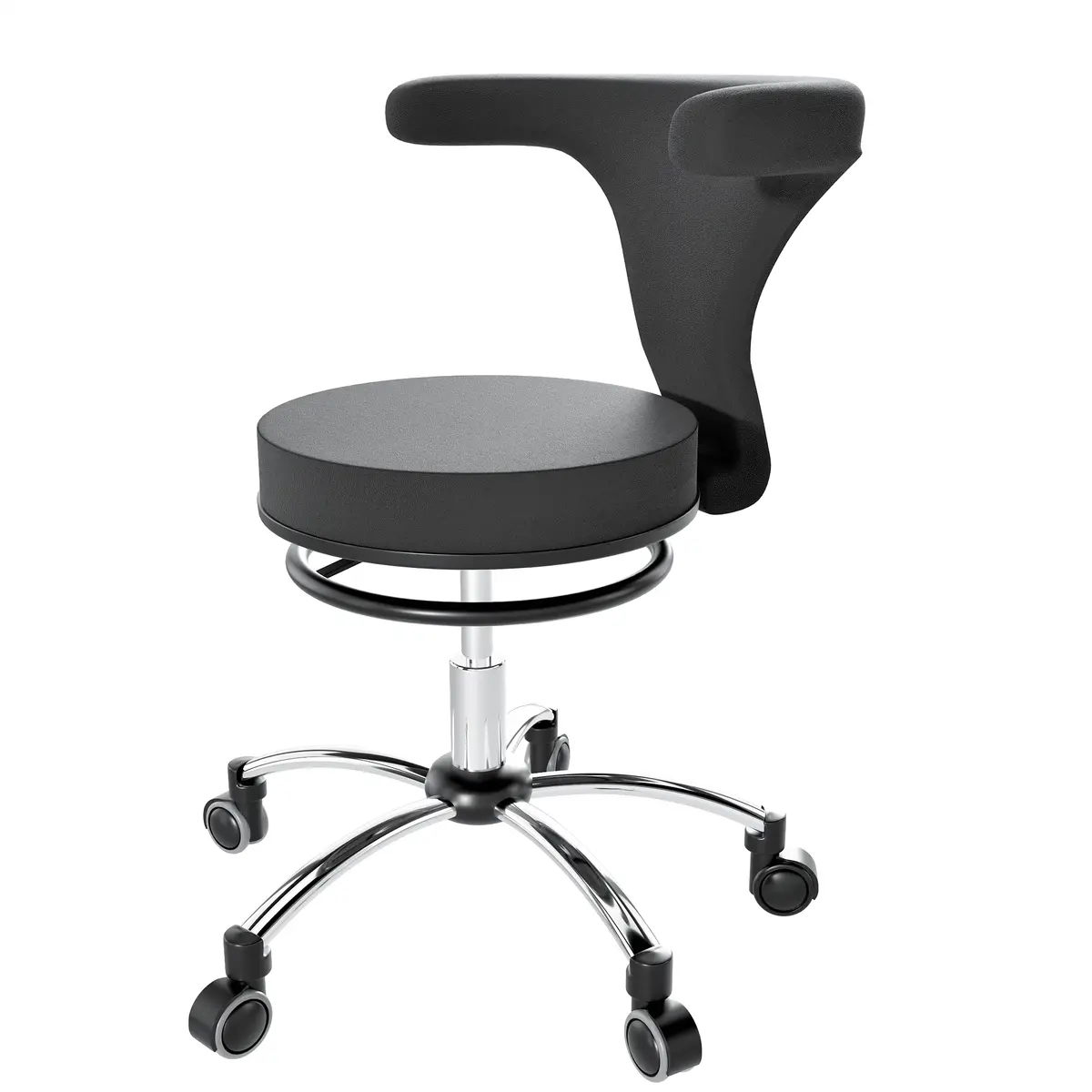 Ergonomic Adjustable Chair With Round Bar Mechanism, Saddle Seat And 360 Degree Angle Adjustment, Black (R103) 1