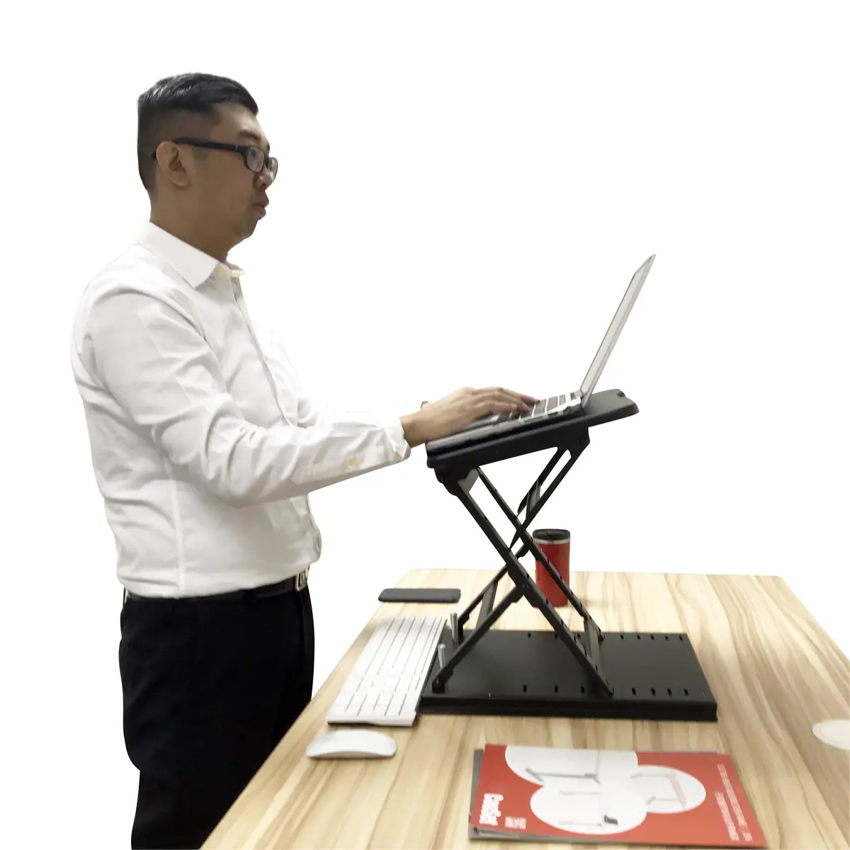 Ergonomic Design Multi Level Height Adjustable Laptop Stand, Sit-Stand, Table Top, Black 1