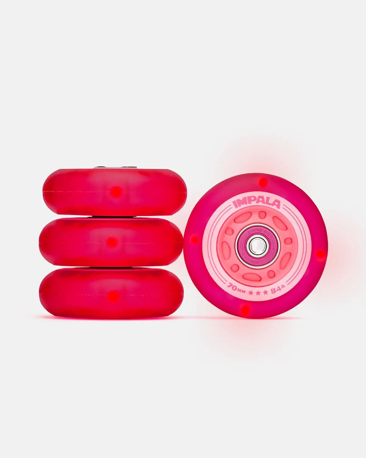 Impala Inline Light Up Wheels (4-Pack) - Pink / Red 1