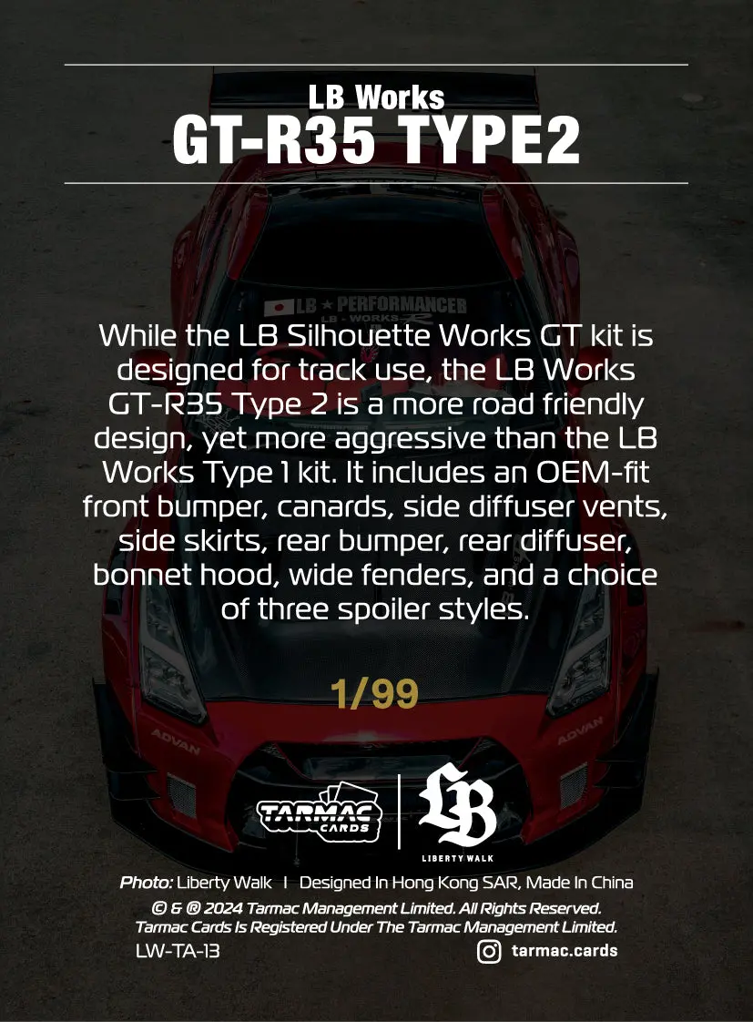Tarmac Cards - Lb Liberty Walk Collection Vol.1 - Special Parallel, Lw-Ta-13 Nissan R35 Type2 (Hanabi/99) - Special Edition 2