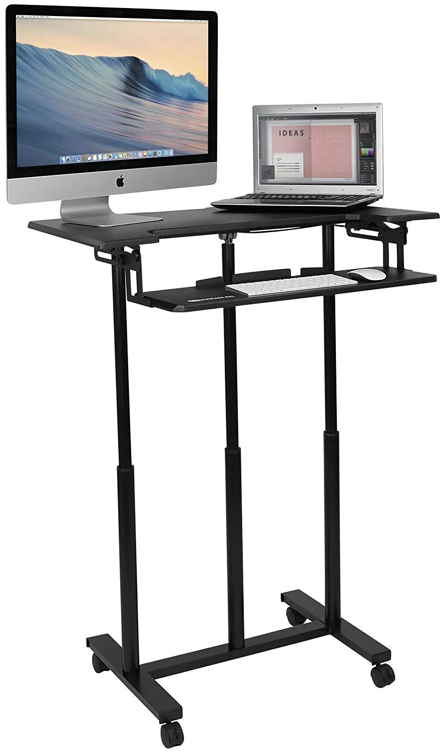 Rife Mobile Standing Desk With Wheels, Rolling Sit Stand Workstation For Desktop Computers And Laptops, 34 Inch Wide With Adjustable Keyboard Tray (Mct05) 1