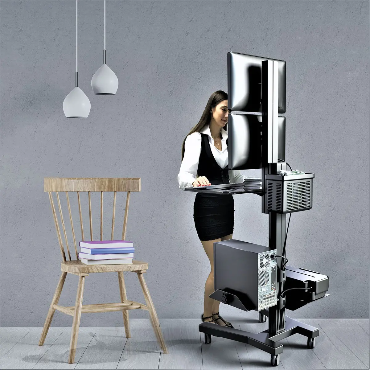 Dual Computer Mobile Cart (Mct09-A) 1
