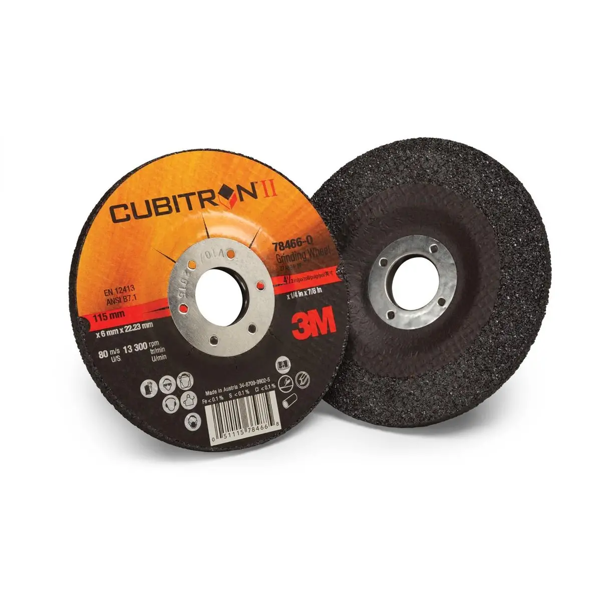 7100086894 3M™ Cubitron™ Ii Wheel, Depressed Center, Right Angle, 36+ Grit 4 1/2" 1