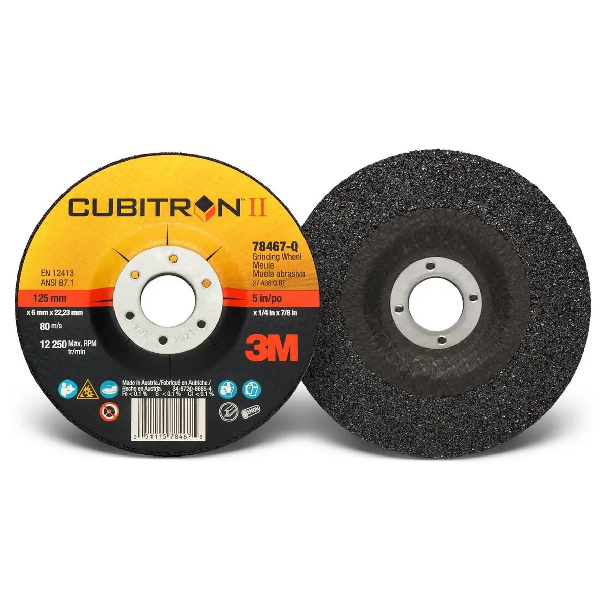 7100095557 3M™ Cubitron™ Ii Wheel, Depressed Center, Right Angle, 5 Inch Dia 1