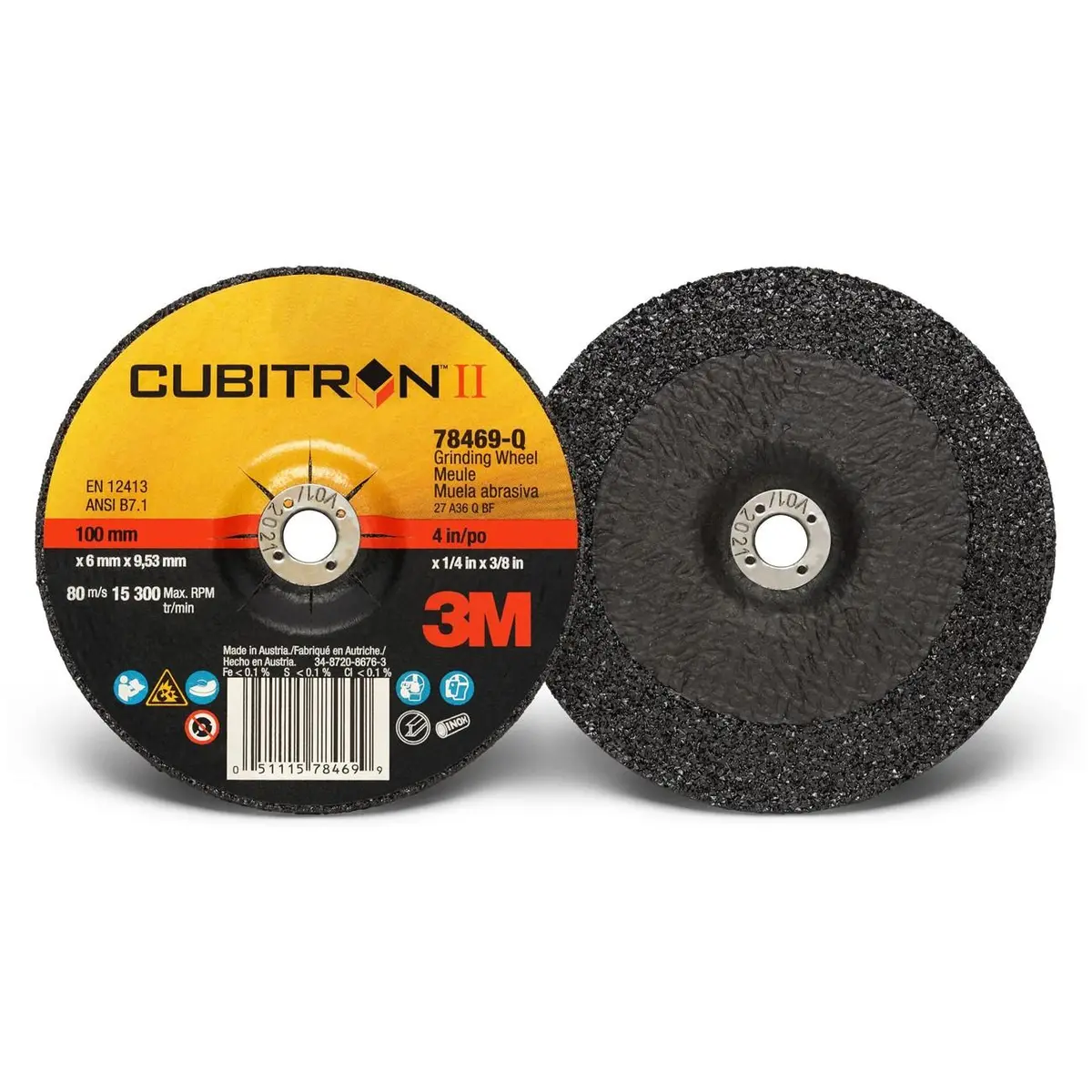7100086893 3M™ Cubitron™ Ii Wheel, Depressed Center, Right Angle, 4 Inch Dia 1