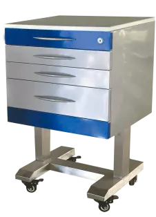 Mobile 3-Drawers Single Stainless Steel Medical Dental Cabinet,495*495*820Mm 1