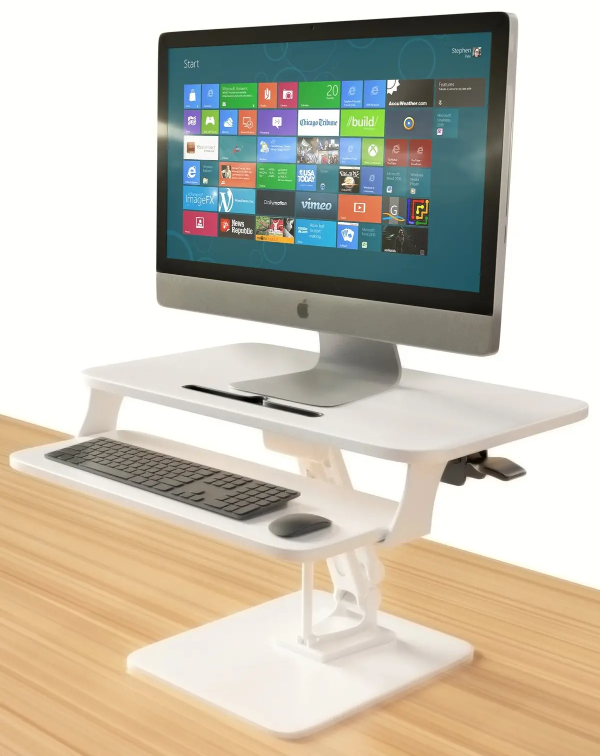 Sit To Stand Desktop Riser White With Pneumatic Adjustment, White (Rdfp) 1