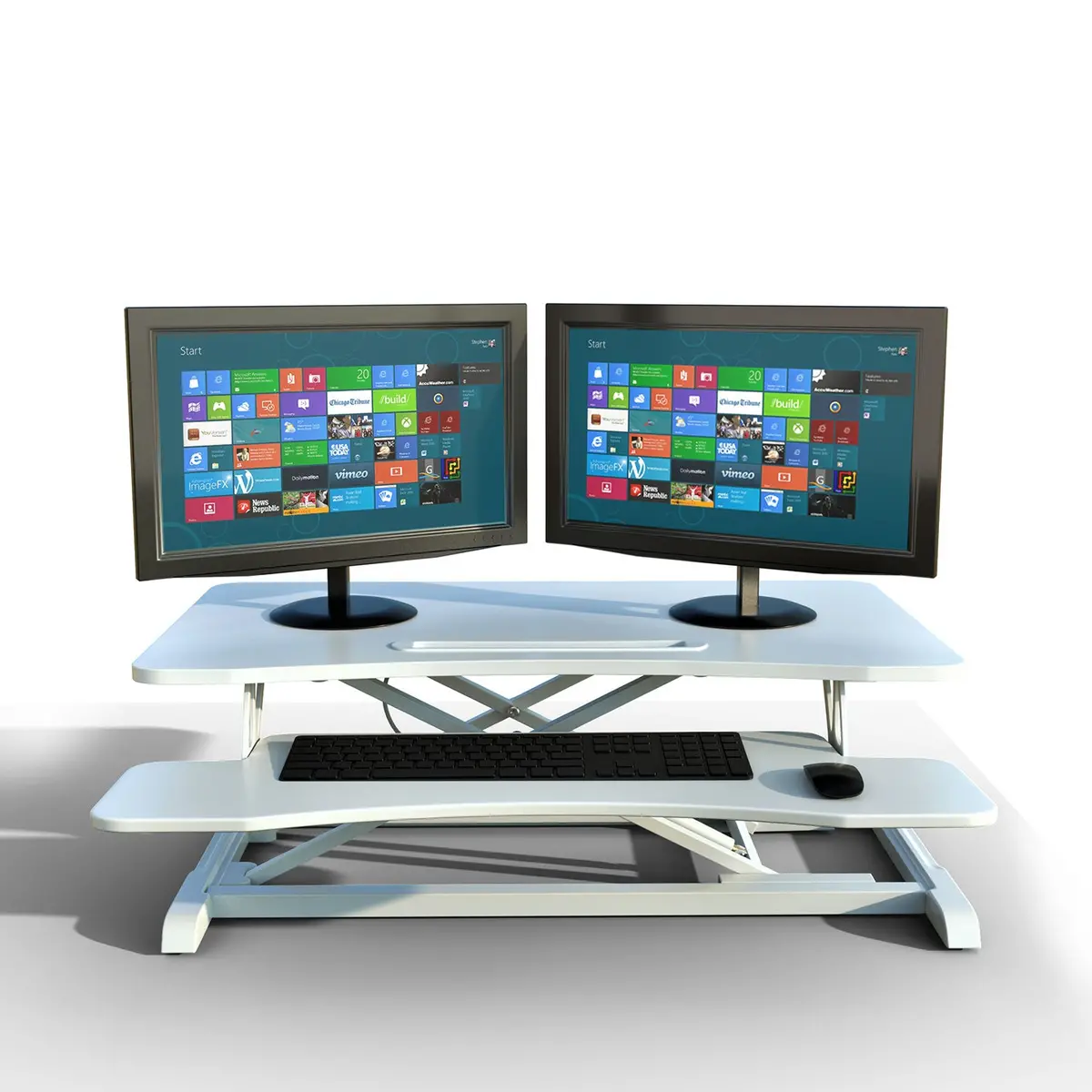 Gas Spring Height Adjustable Riser Converter, With Sit To Stand Ergonomic Principle With 31.5" Wide Tabletop Workstation Fits Dual Monitors, White 1