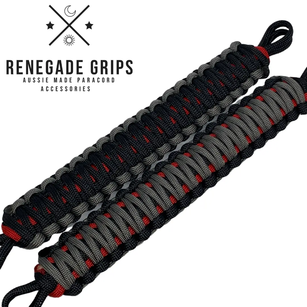 "Red Hazard" Paracord Vehicle Grips 1