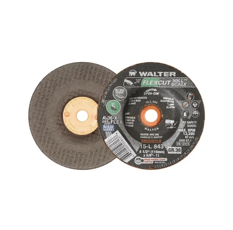 Walter 4.5 In. 36 Grit Spin-On Flexcut Mill Scale Wheel (15L843) 1