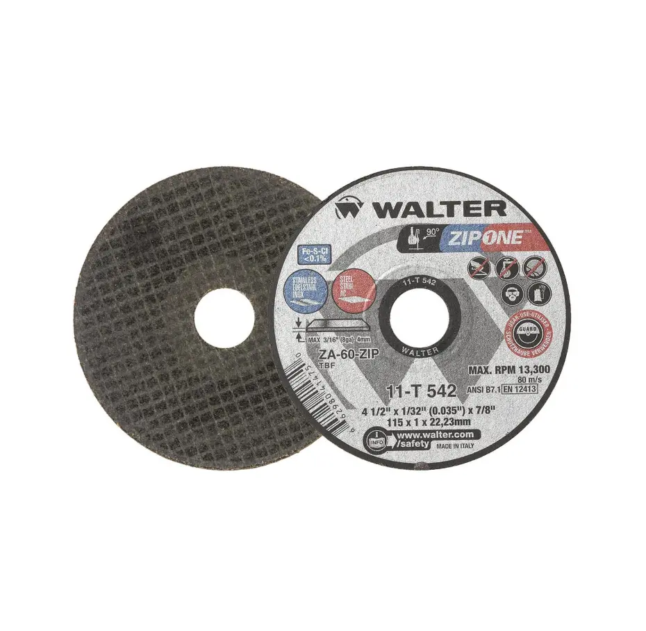 Walter Zip One Wheel 4.5 In. X 7/8 In. Arbor X 3/64 In. Gr 36/60, Cut-Off Wheel (11T542) 1