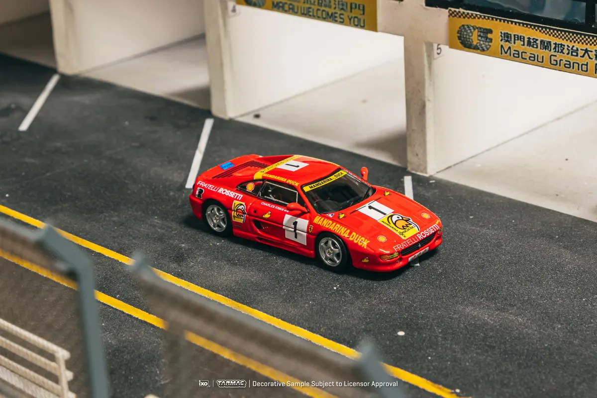 1/64 Ferrari F355 Challenge Macau Super Car Race 1994 Winner #01 Charles Kwan Special Edition - Tarmac Works X Ixo Models Hobby64 1