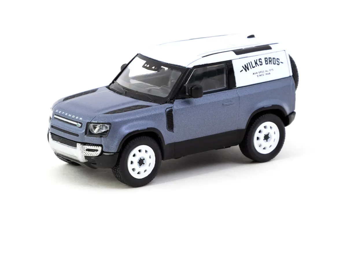 1/64 Land Rover Defender 90  Matt Blue Grey - Tarmac Works Global64 1