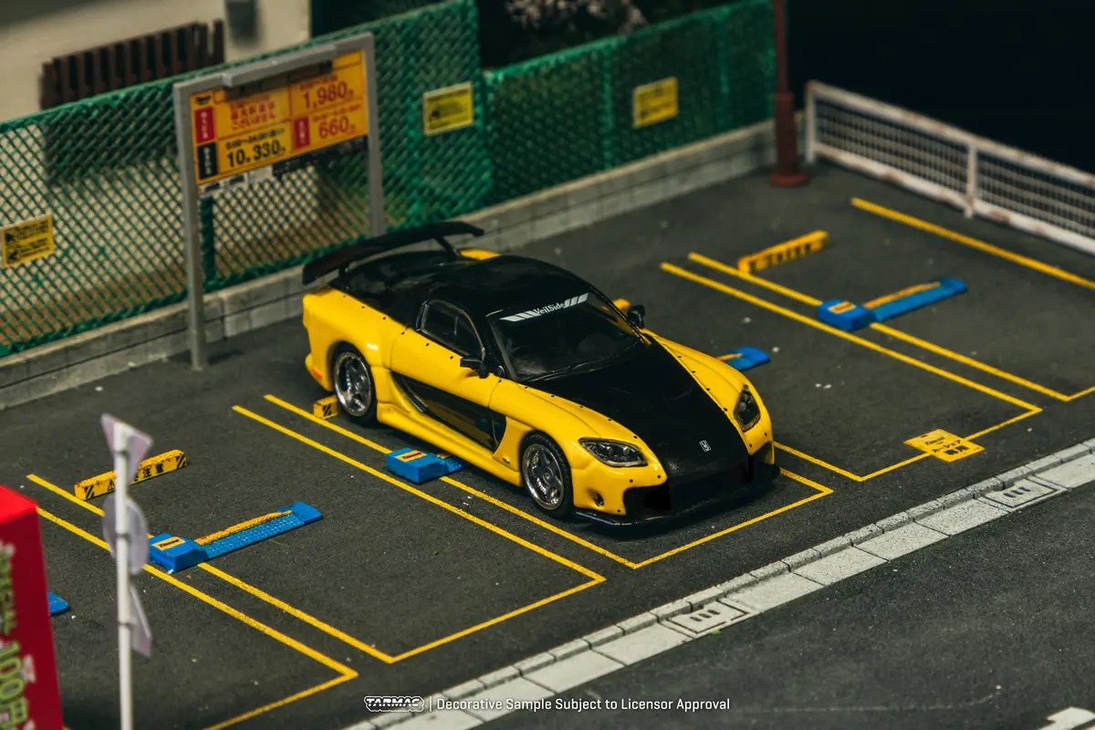 1/64 Mazda Rx-7 Veilside Fortune7 Yellow / Black - Tarmac Works Global64 1