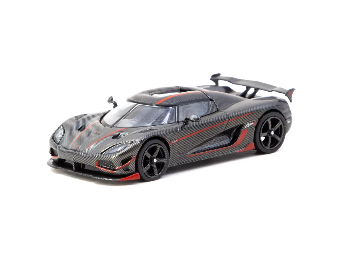 1/64 Koenigsegg Agera Rs Black Carbon Fiber / Red Accents - Tarmac Works Global64 2