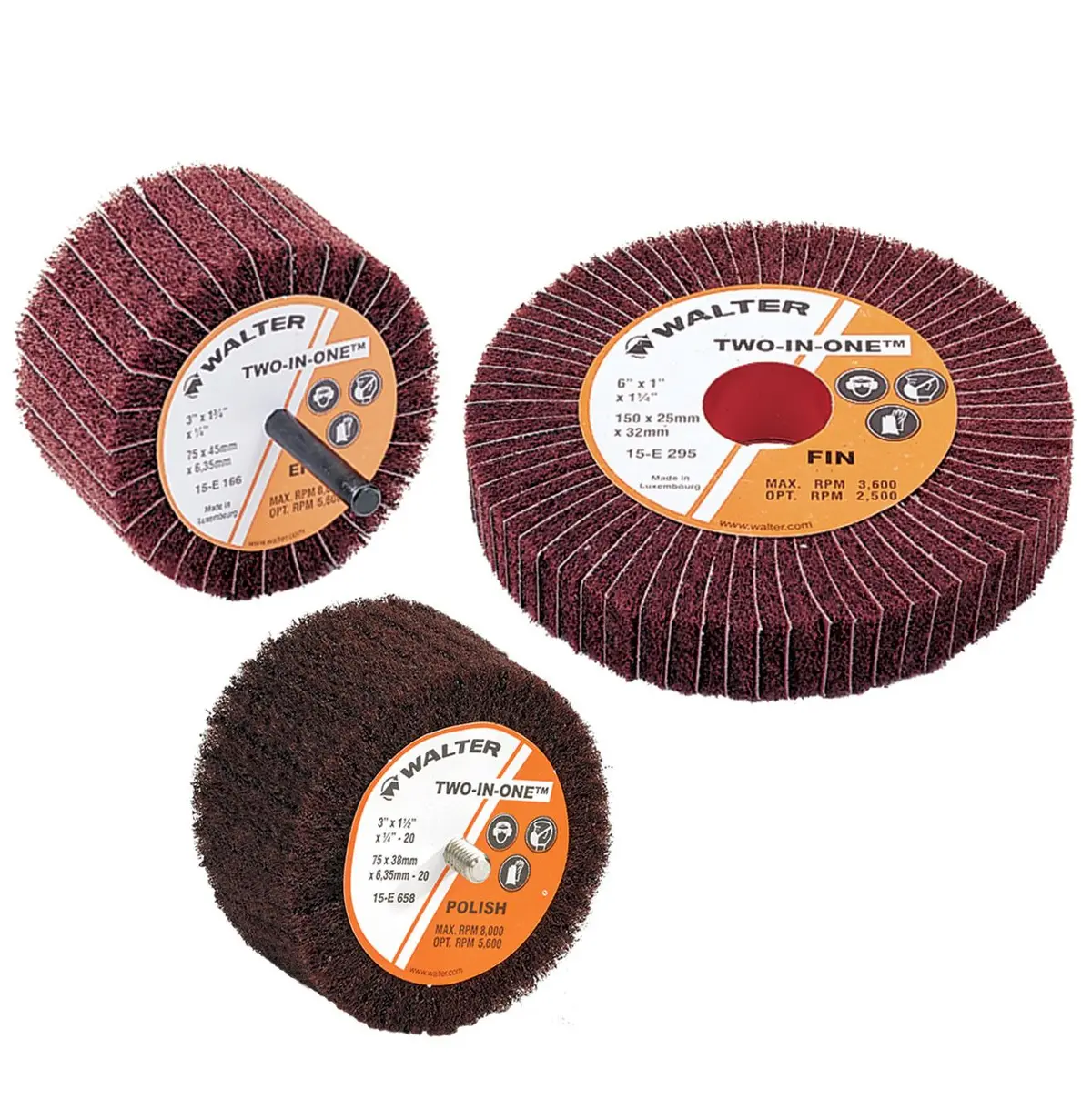 Walter 15E167 3" X 1-3/4" Extra Fine Flex Two-In-One Flap Wheel 1