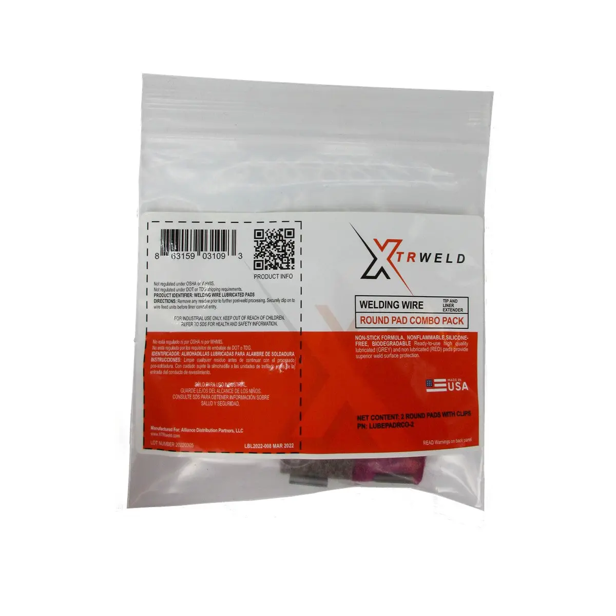 Lubepadrco2 Xtrweld Lube Pad W/ Clip Combo Pack (1 Treated & 1 Non-Treated) 1