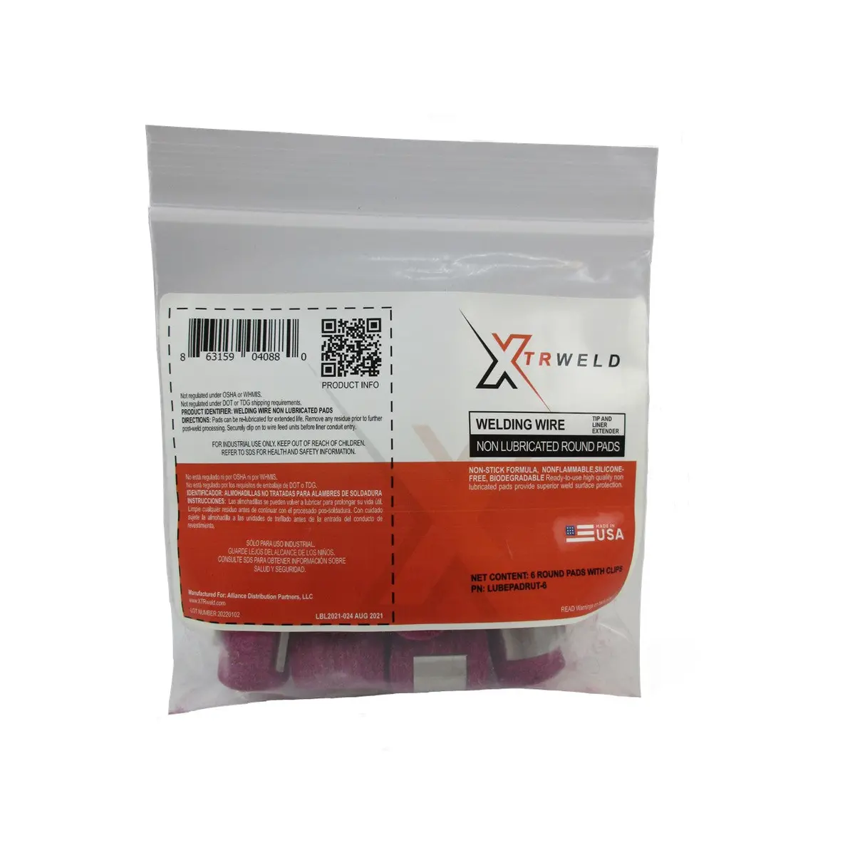 Lubepadrut-6 Xtrweld Lube Pad, Non-Lubricated, Red, Clip Included 1