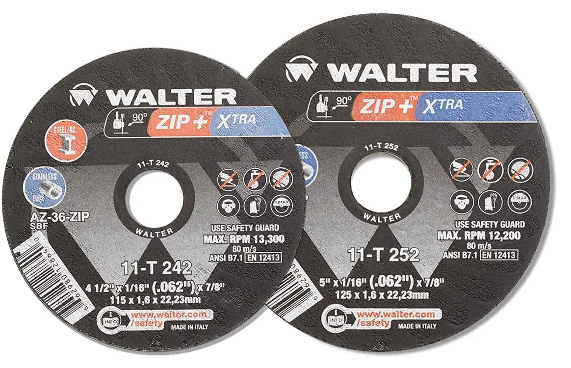 Walter 11T252 5" X 1/16" X 7/8" Zip+ Xtra Cut-Off Wheels 1