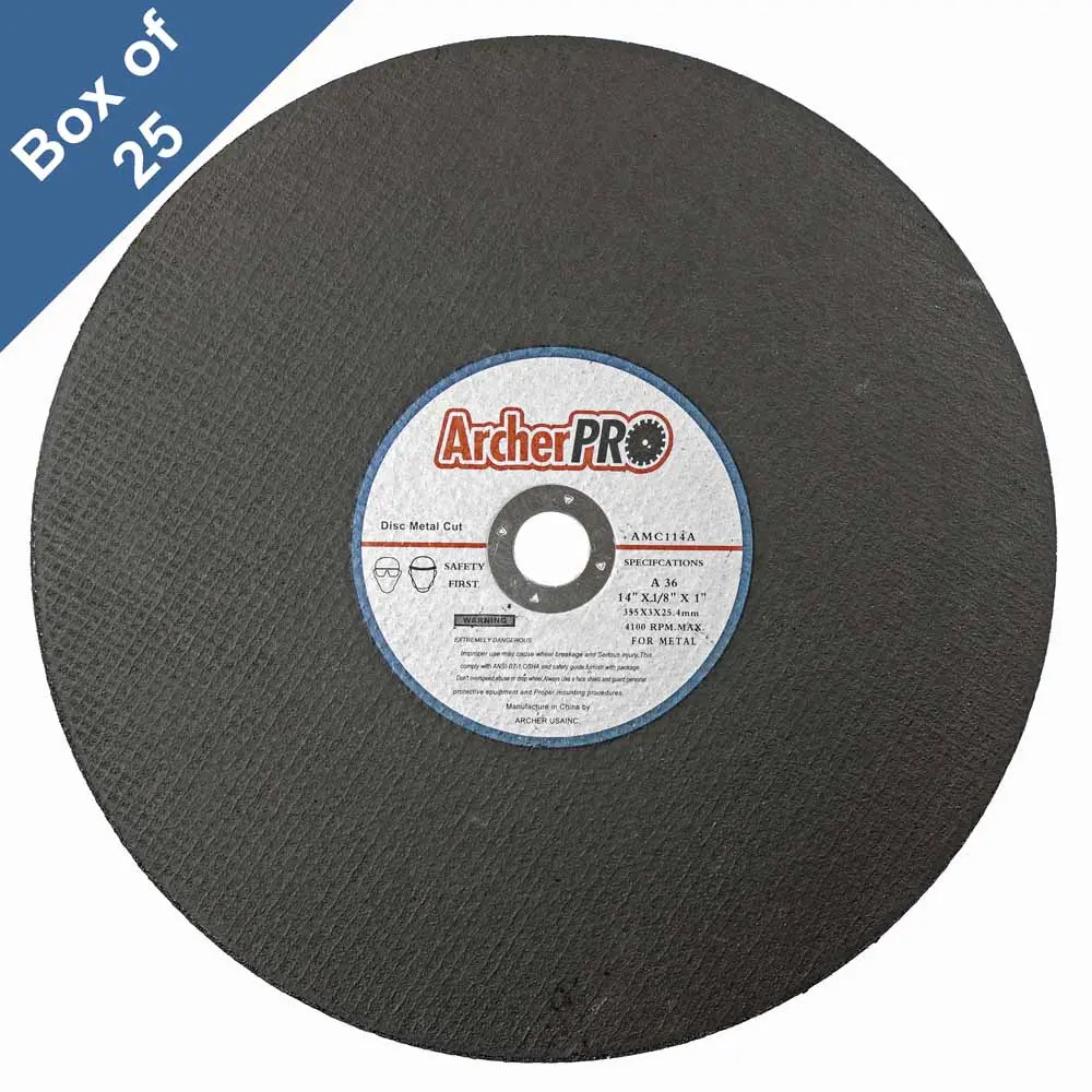 Abrasive Cut-Off Wheels For Metal Cutting 14" X 1/8" X 1" (Box Of 25) 1