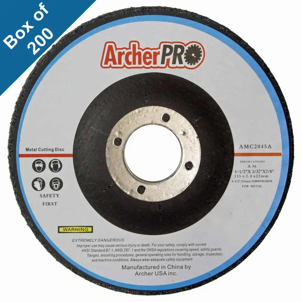 Abrasive Cutting Wheels For Steel 4-1/2" X 3/32" X 7/8" Depressed (Box Of 200) 1