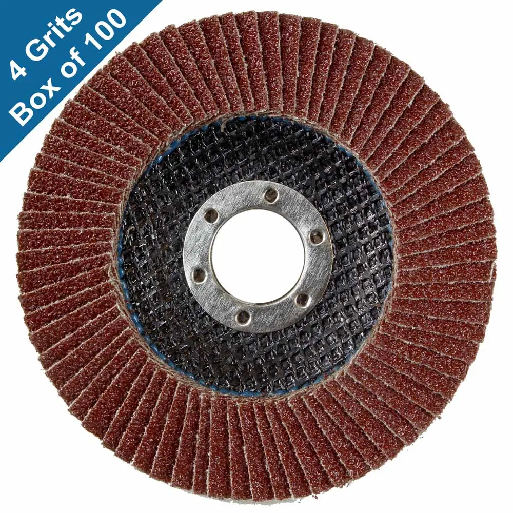 Abrasive Flap Discs For Metal Sanding 4-1/2" X 7/8" (Flat, 4 Grits, Box Of 100) 1