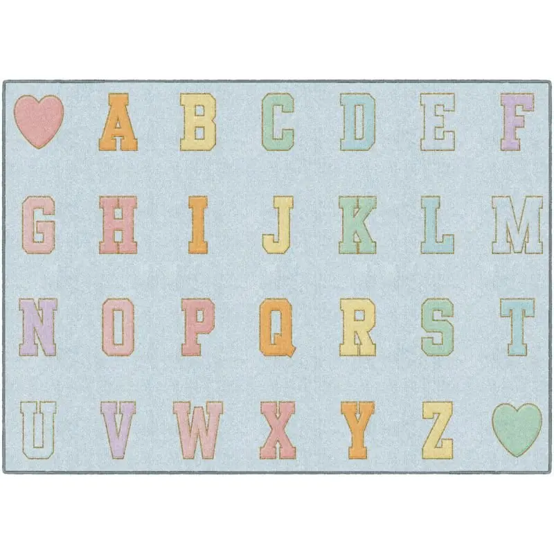 Alphabet Blue Pastel School Seating Rug 1