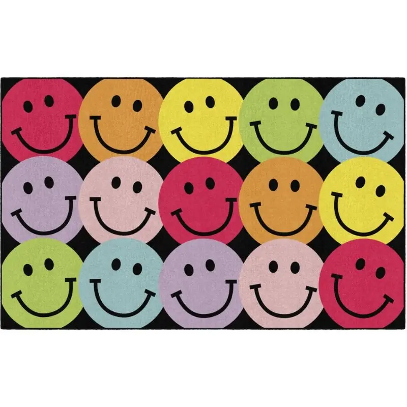 Big Rainbow Happy Faces Classroom Rug 2