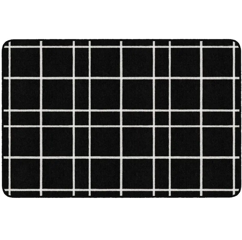 Black Check Farmhouse Classroom Rug 1