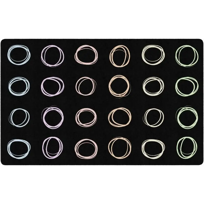 Circle Sampler Pastel On Black Seating Rug 2